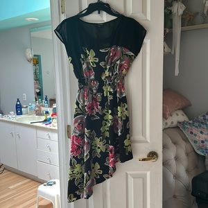 My Michelle. Neon floral asymmetrical dress. Size small
